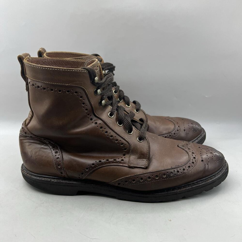 Allen Edmonds Long Branch Boots Men Size 12 D Brown Leather Wingtip Dress Shoes